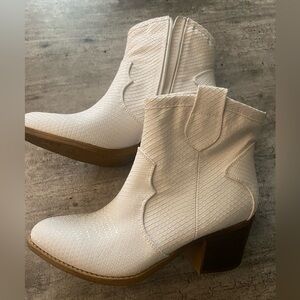 White Western Ankle Boots